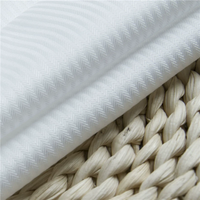 Tissu Jacquard Rayé 100% Coton Peigné 80s/2 Haute Densité Respirant Finition à l'Ammoniaque Liquide Entretien Facile Blanc Professionnel