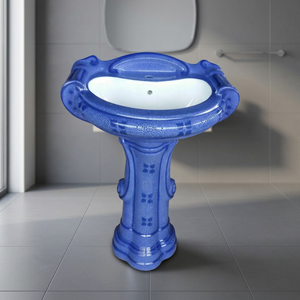 Lavabo de lavabo de pedestal redondo independiente de una pieza de lujo a la venta Lavabo de cerámica - Product Image 4