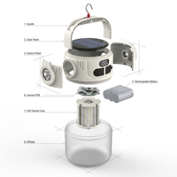 Lanterne de camping à énergie solaire, lampe de tente LED rechargeable, lampe suspendue portable, éclairage d'urgence en plein air