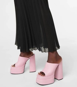 Thick Heel Women's <b>Shoes</b> 2022 Spring Waterproof Platform Sandals One-line slippers Hate the High Sandals Women - Product Image 6