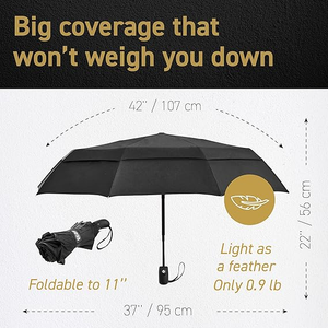 Parapluie de voyage pliable compact à ouverture automatique, en tissu pongé 210T, imperméable, double couche, ventilé, protection solaire et pluie, avec logo personnalisé - Product Image 2
