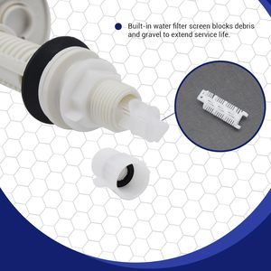 Kit de válvula de llenado para inodoro, entrada de 1/2 pulgada con adaptador de 7/8 pulgadas, altura ajustable, válvula de entrada silenciosa para tanque de inodoro, repuesto - Product Image 5