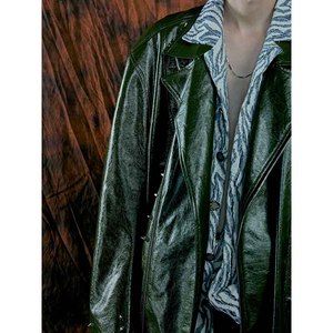<span class=keywords><strong>Trench</strong></span> da <span class=keywords><strong>uomo</strong></span> in <span class=keywords><strong>pelle</strong></span> verniciata di alta qualità con chiusura a cerniera <span class=keywords><strong>giacca</strong></span> in <span class=keywords><strong>pelle</strong></span> alla moda per feste - Product Image 5
