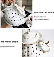 Service à thé vintage en porcelaine faite à la main de style européen, grande capacité, compatible lave-vaisselle, sans plomb, forme citrouille cannelée, idéal pour les fêtes du thé, cadeau
