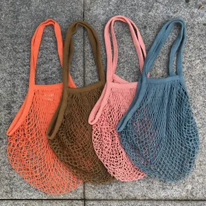 Sıcak satış OEM Moda Ucuz Geri Dönüşümlü pamuk örgü net alışveriş çantası
