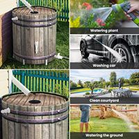 Dandelion Baril de récupération d'eau de pluie pliable en PVC de 50 gallons, couleur grain de bois, portable, avec robinets et kit de trop-plein pour jardinage