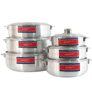 Factory Wholesale 6pcs 20/24/26/30/34/36cm Pot Set Aluminum Deep Cooking Pots Large Cookware Sets With Metal Lid