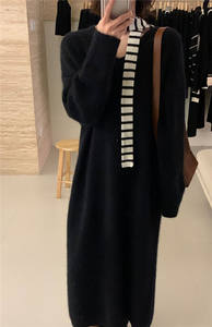 <span class=keywords><strong>Abito</strong></span> maglione lungo <span class=keywords><strong>in</strong></span> <span class=keywords><strong>maglia</strong></span> Mohair vestito Pullover scollo a V Casual <span class=keywords><strong>maglia</strong></span> larga Maxi abiti da donna - Product Image 4