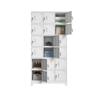 Casier de rangement en acier à 18 portes, armoire métallique multi-compartiments avec serrure à clé individuelle, armoire métallique pour salle du personnel d'usine