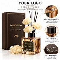 Diffuseur d'huile parfumée à la lavande écologique en pot de verre carré de 50 ml avec bâtonnets, pour décoration intérieure, marque privée