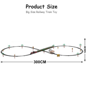 300CM Long Taille Électrique Jouet Voiture Rétro Réaliste Scènes Jouet Vintage Train Modèle Chemin De Fer avec Lumière Sonore - Product Image 3