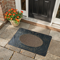 Machine d'entrée de maison moderne en PVC résistant à la corrosion tapis de porte rectangulaire en caoutchouc antidérapant fin imprimé animal puzzle motif maison
