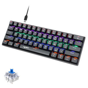 60% <span class=keywords><strong>Mini</strong></span> tuyến tính có thể tháo rời Loại-C Cáp chơi Game bàn phím màu đen LED Backlit New USB Giao diện tương thích cơ khí Kailh - Product Image 1
