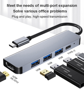 5 in 1 USB C 허브 HDTV 4K 디스플레이 USB <span class=keywords><strong>3</strong></span>.0 100W PD 충전 도킹 스테이션 노트북 맥 - Product Image 2
