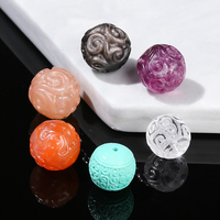 JD Gems DIY Forme de boule style animal Pierre de lune orange naturelle Fluorite Obsidienne argentée Météorite Cristal de quartz naturel