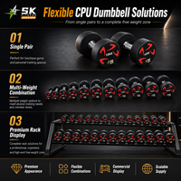 Dumbbell Bulat Berlapis PU SK Factory CPU untuk Kebugaran 5-130lb Gagang Knurled Krom Beban Tangan Logo Kustom Grosir Gym