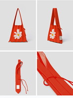 Sac fourre-tout mini plissé en maille tricotée motif marguerite pour femme, sac à bandoulière à poignée unique, sac à main décontracté léger pour l'été