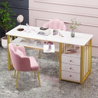 Tables à ongles de luxe au design moderne Ensemble de meubles de pédicure de salon avec dessus en marbre Table de manucure pour les ongles