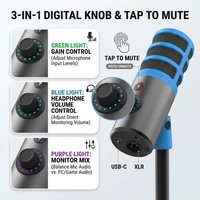 Microphone de podcast USB/XLR DM68, prix d'usine OEM, micro dynamique cardioïde filaire pour PC, streaming, podcasting, réduction du bruit