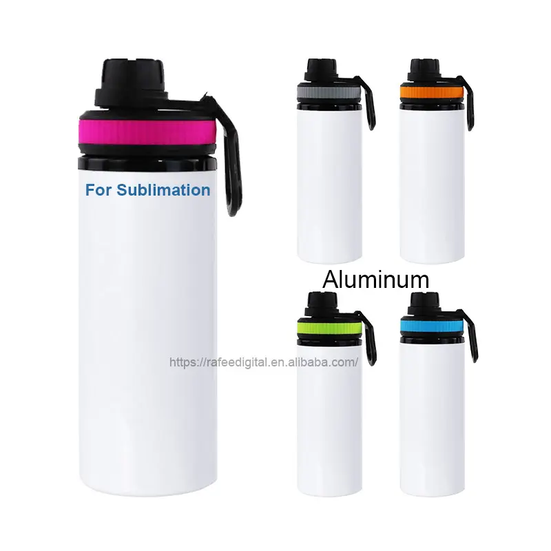 Botella de agua potable deportiva de aluminio sublimación en blanco 600ml Boca Grande personalizada 20 oz 20 oz con tapas a prueba de fugas de colores