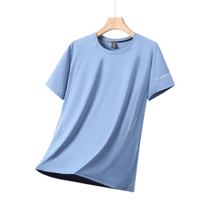 Camiseta Deportiva Casual para <span class=keywords><strong>Hombre</strong></span> 2025, de Secado Rápido, Transpirable, de Seda Helada, para Entrenamiento Físico, con Mangas Cortas para Verano - Product Image 3