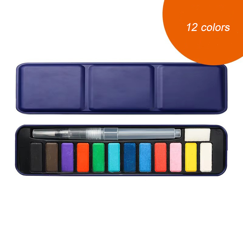 [Caja de hierro azul 12 colores/con 1 esponja para pluma estilográfica]
