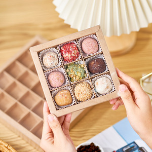 Caja de Papel Kraft Rígido Ecológica para <span class=keywords><strong>Chocolate</strong></span>, Diseño Tipo Cajón, Forma Cuadrada, Apta para Alimentos y Hecha con Materiales Reciclados - Product Image 3