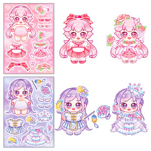 Cute Cartoon Doll Dress-Up Stickers Adhesive <b>Paper</b> Stickers for DIY Journal Home Decoration <b>Gloss</b> Lamination Durable - Product Image 5