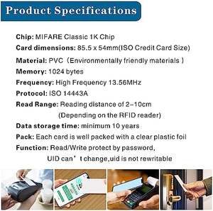 Смарт-карта MIFARE NFC <span class=keywords><strong>RFID</strong></span> 13,56 МГц из ПВХ с возможностью печати, логикой шифрования и защитой от вскрытия (винтовая заглушка) - Product Image 4
