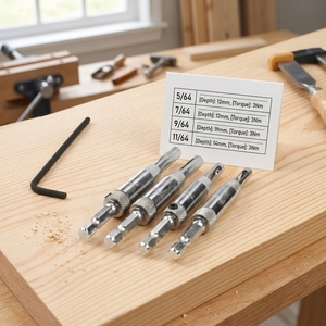 4-Piece Hex Shank Self-Centering Woodworking <b>Drill</b> <b>Bit</b> Set Universal for Door Locks, Cabinet Hinges - Product Image 6