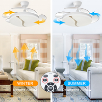 Vente chaude Moderne 42 Pouces En Forme De Vague LED Invisible Ventilateur Lumière DC Moteur 110-240V Télécommande Ventilateur De Plafond avec Lampe