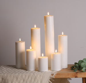 <span class=keywords><strong>Bougie</strong></span> <span class=keywords><strong>LED</strong></span> sans flamme à piles en cire de paraffine, fabriquée à la main, écologique et sûre, modèle PILLAR de Mermei - Product Image 3