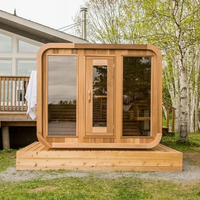 Ruang Sauna Uap Kubus Kayu Cedar Terlaris Tahan Air Sauna Luar Ruangan Modern Mewah