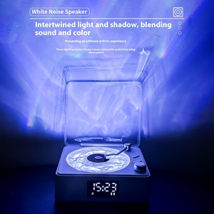 Máy nghe nhạc vinyl tạo tiếng ồn trắng với đèn LED RGB, loa Bluetooth không dây, sử dụng pin, đồng hồ tạo không khí, mẫu mới, chất liệu nhựa - Product Image 2