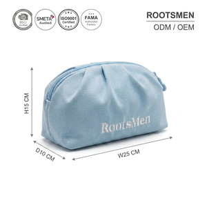 RootsMen blue polyester Cosmetic Bag Medium Size Zipper Closure Portable Letter Pattern Simple Style - Product Image 1