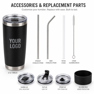 Custom Logo 20oz Vacuum <b>Insulated</b> Tumbler 304 Stainless Steel Travel <b>Mug</b> with Straw and Spill Proof Lid For Hot Cold Drinks - Product Image 5