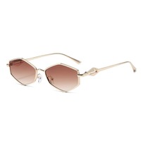 Lunettes de soleil polygonales tendance pour femme, monture en alliage, protection UV, détails diamant, pour voyage et plage, de créateur, vente en gros
