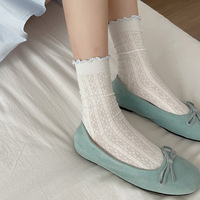 Chaussettes mi-longues en coton pour enfants, style fin d'été, respirantes, à œillets, ventilation, bas longs pour filles, bas en pile