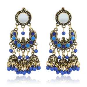 New Fashion Factory Bell Pearl Jhumka Earrings Jewelry Indian Traditional Designs India Kundan Gold Jhumka Earrings Set