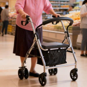 Adjustable Aluminum Alloy Shopping <b>Cart</b> With 4 PU <b>Wheels</b> For Elderly Mobility Aid And Grocery Storage - Product Image 3