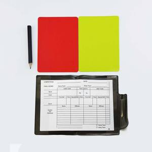 Juego de Tarjetas Amarillas y Rojas para Árbitro con <span class=keywords><strong>Cartera</strong></span> y Lápiz, Material de PVC, 11x8cm, Fácil de Transportar, Tarjetas de Advertencia para Fútbol, Precio de Fabricante - Product Image 1