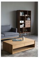 Table basse centrale de canapé en bois massif avec 4 tiroirs de rangement Table basse console rectangulaire pour meubles de salon