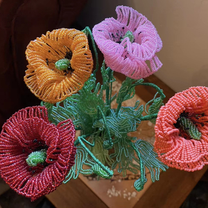Pavots artificiels, <span class=keywords><strong>fleurs</strong></span> perlées <span class=keywords><strong>à</strong></span> la française, pavots artificiels, <span class=keywords><strong>fleurs</strong></span> réalistes faites <span class=keywords><strong>à</strong></span> la main, bouquets DIY - Product Image 1