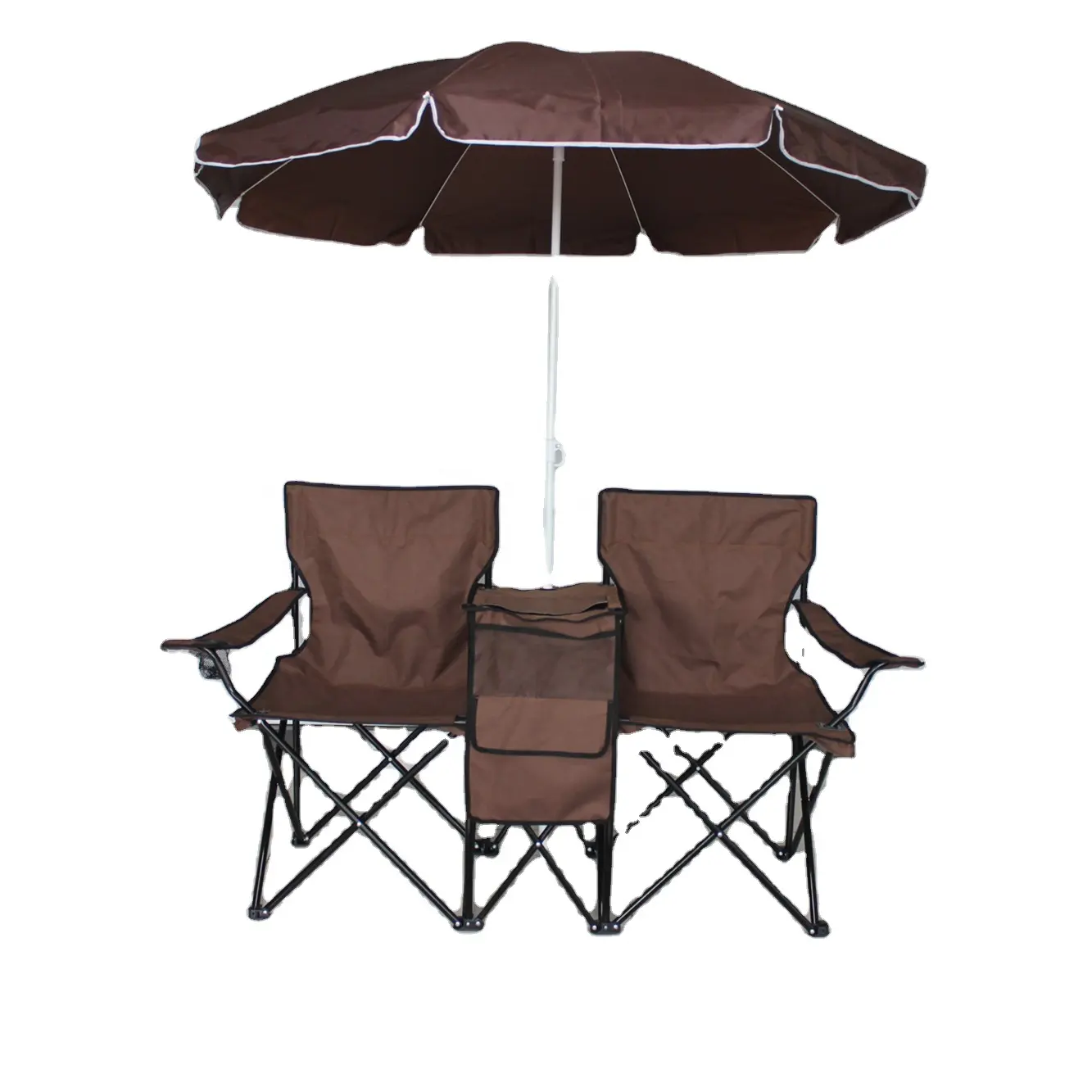 Two Person Beach Chairs Outdoor Picnic Camping Twin Chair Portable Folding Lover armchair With Umbrella