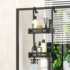 Étagères modernes pour salle de bain en acier inoxydable, paniers suspendus double couche, fixation murale sans perçage pour toilettes - Product Image 5