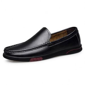 2026 Men Leather Shoes Slip‑On Design Stitched <b>Edge</b> Detail Non‑Slip Wear‑Resistant <b>Rubber</b> Sole Business Casual Moccasins for Men - Product Image 4
