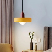 Lustre en verre Wabi-sabi contemporain minimaliste rétro vert Orange rond LED suspension décoration intérieure lampe suspendue