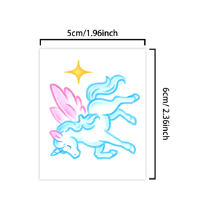 Tatuaggi temporanei colorati adesivi piccolo bellissimo <span class=keywords><strong>unicorno</strong></span> simpatico cartone animato tatuaggio impermeabile per la gamba del braccio del viso - Product Image 2
