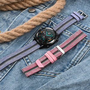 Nueva correa de reloj de nailon Tejido estilo hilo de pescado 22mm correas de reloj de liberación rápida de bucle de tela trenzada elástica para <span class=keywords><strong>Huawei</strong></span> GT3/GT4 - Product Image 3