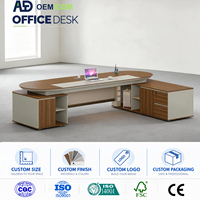 Bureau de direction moderne pliable en MDF avec tiroirs, grand bureau en forme de L pour patron, manager, table de travail pour bureau de direction